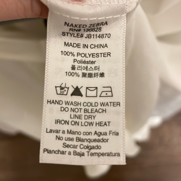 NWT Naked Zebra Medium White Long sleeved top. - Picture 4 of 4